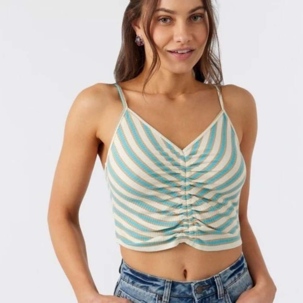 NWT Womens O’Neill VALLARTA STRIPE TOP Crop Tank Top Ribbed​​​​​​​